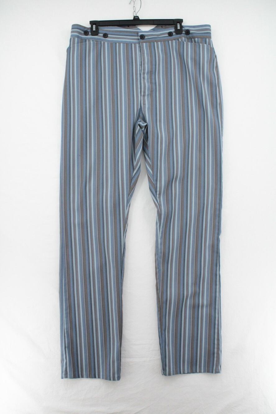 VTG Frontier Classics Pants Mens 42x36 Blue Gray Striped Buckle Back Western